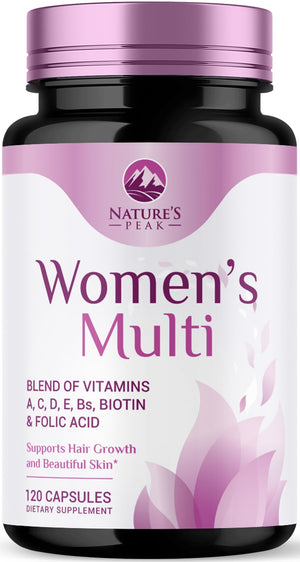 Multivitamin for Women - Complete Daily Womens Multivitamins with Calcium, Folate, Vitamin A, C, D, E & B Vitamins, Zinc and Iron - Multi Vitamins for Bone, Energy & Immune Support - 120 Capsules Nature's PeakBuy Supplements Australia