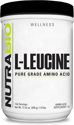 NutraBio 100% Pure L-Leucine - Muscle Recovery and Support - Naturally Fermented Free Form Amino Acid - Vegan, Non-GMO, Gluten Free - (500 Grams)