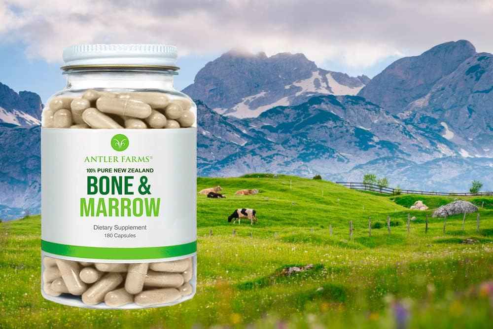 Antler Farms New Zealand Bone & Marrow - Grass Fed, 750mg, 180 Capsules | 100% Pure, Pasture Raised Whole Bone Extract, Healthy Essential Fats, Stem Cells, Collagen, Calcium, Phosphorus and Minerals