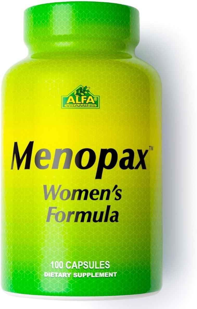 ALFA VITAMINS Menopax Women's Formula, Gluten Free Vitamin for Menstrual Health and Overall Wellness, Supports Joints, Energy, and Cycle Balance, Dietary Supplement for Women, 100 Capsules
