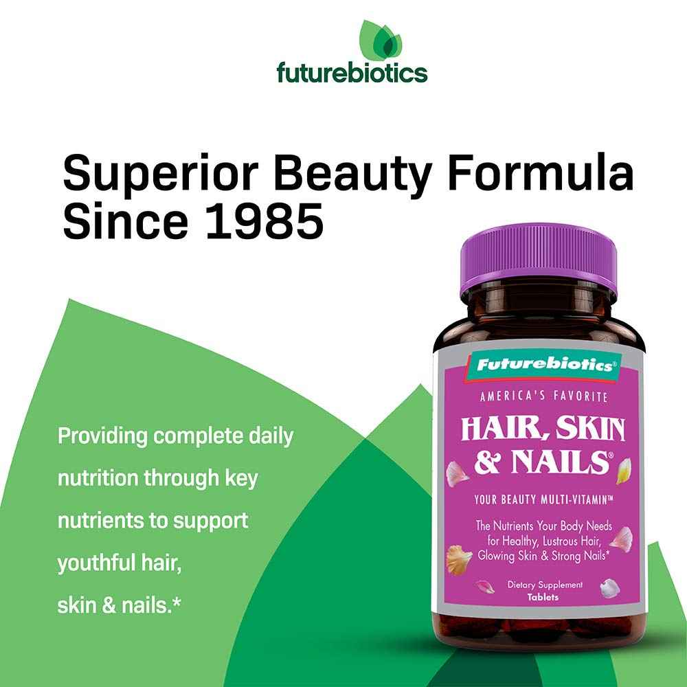 Futurebiotics Hair, Skin & Nails Beauty MultiVitamin with Biotin, Hair Vitamins and Skin Vitamins that Promote Healthy Hair and Nail, 180 Tablets