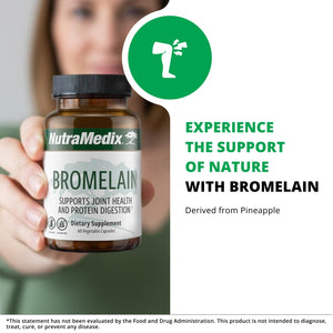 NutraMedix Bromelain Supplements - Proteolytic Enzymes from Pineapple Stems + Bromelain 1,000mg - Designed to Offer Digestion, Exercise and Joint Support - Gluten, Soy and Dairy-Free (60 Capsules) NutraMedix buy supplements Au