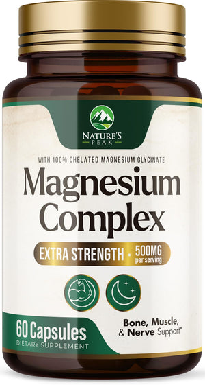 Nature's Peak Magnesium Complex supplement bottle on a white background
