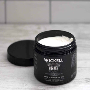 Brickell Men's Products Strong Hold Texturizing Pomade For Men, Pliable Hair Styling Fiber Pomade, With Hydrolyzed Proteins, Argan Oil, and Kaolin, 2 Ounce, Scented