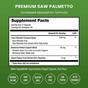 NutraChamps Saw Palmetto Supplement for Prostate Health [Extra Strength] 600mg Complex with Extract, Berry Powder & Herbs - Supports Healthy Urination Frequency, 120 Capsules