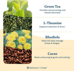 LifeSeasons Energy - Vitality Support - Energy Booster for Physical and Cognitive Strength - No Jitters - Increases Stamina - Contains Green Tea and L-Theanine - 60 Count (Pack of 1)