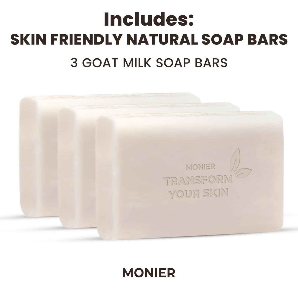 MONIER Goat Milk Soap Bar For Dry & Sensitive Skin - 100% Natural & Organic | Skin Care, Enriched With Shea Butter, Use On Face, Body & Hands, For Men, Women, Kids & Baby (Lavender, 3 Pack)