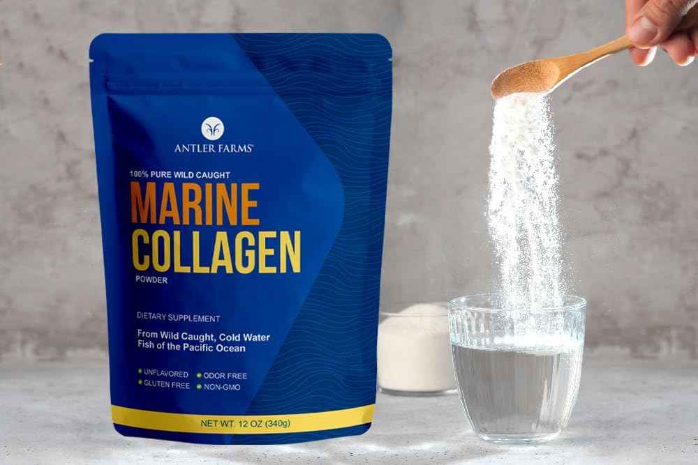 Antler Farms Marine Collagen Powder - Wild Caught Pacific Snapper, 12 oz | 100% Pure, Soluble in Hot or Cold Liquids, Highly Bioavailable, Rapid Absorption, No Taste or Smell