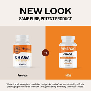 Vimergy Chaga Capsules – Superfood Cellular Support* – Cardiovascular Health Benefits* – Kosher, Vegan, Gluten-Free – 90 Capsules