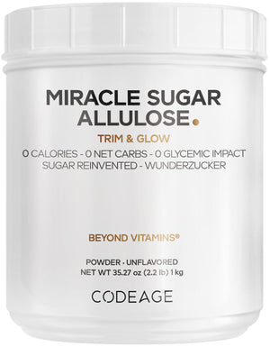 Codeage Miracle Sugar Allulose Powder - All-purpose Zero Calorie Allulose Sweetener, +3 Month Supply - 0 Net-Carbs - Rare Sugar Alternative to Stevia, Aspartame & Liquid - Non-GMO - 35.27 Oz CodeageBuy Supplements Australia
