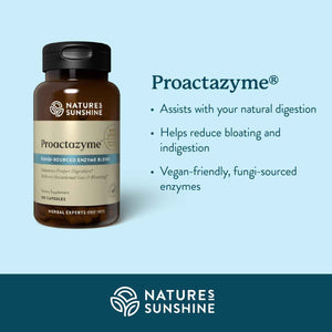 Nature's Sunshine Proactazyme Digestive Enzyme Supplement – Plant-Sourced, Fungi-Based Enzyme Blend, Supports Digestion of Most Food Types, 100 Vegcaps