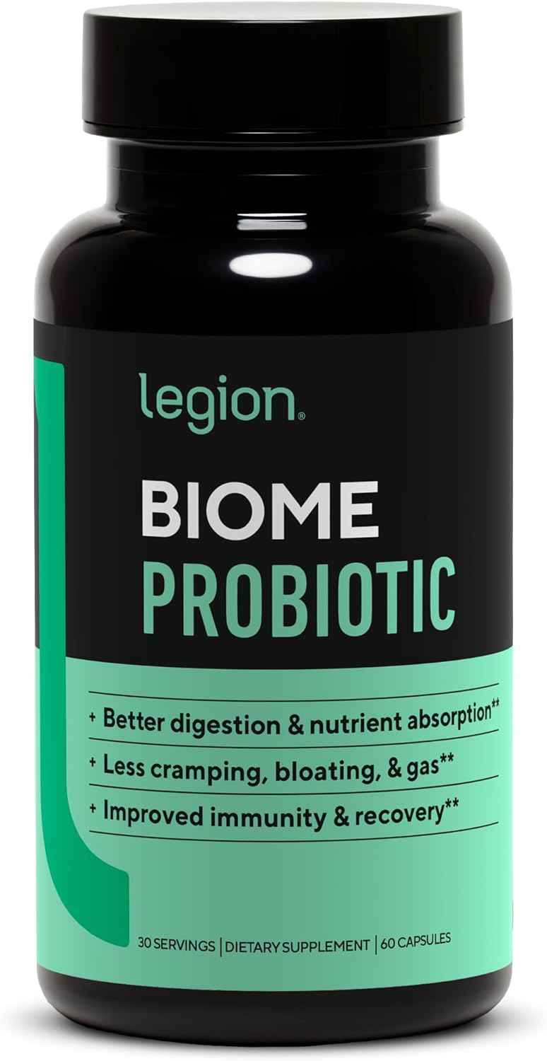 LEGION Biome Probiotic - Natural Probiotics Gut Health Supplement for Women & Men - Probiotic Nutritional Supplements Help Reduce Bloating, Cramping & Gas - Colon Health Probiotic Pills, 30 Servings