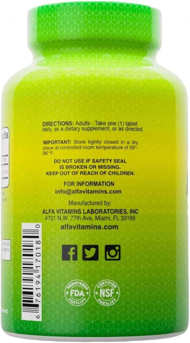 ALFA VITAMINS Folic Acid 800 mcg Prenatal Supplement, Supports Cardiovascular Health, Body & Brain Functions, Red Blood Cell Formation & Healthy Fetal Development, Dietary Supplement, 100 Tablets