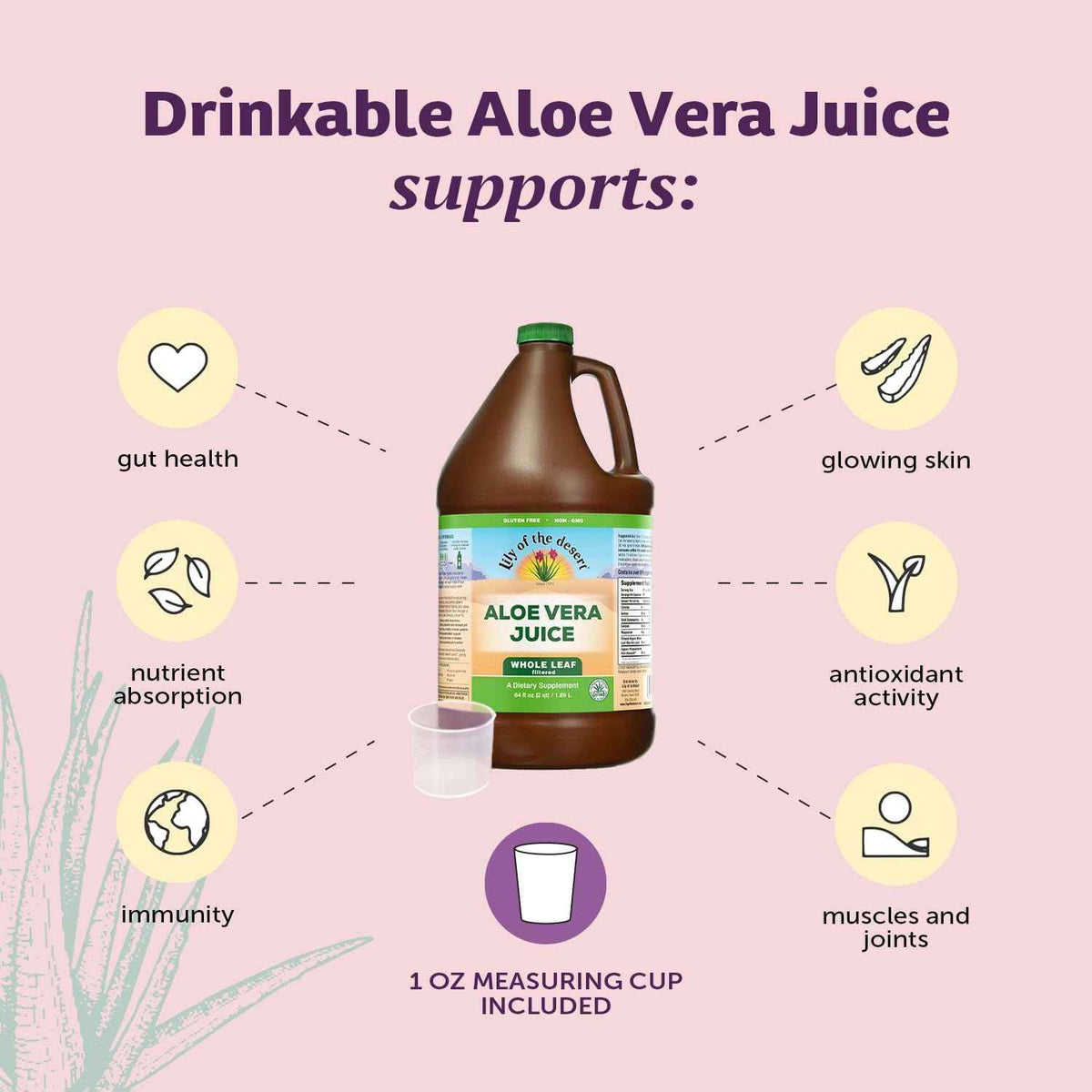 Lily Of The Desert Aloe Vera Juice, Whole Leaf, Organically Grown, Non-GMO, 64 Fl Oz