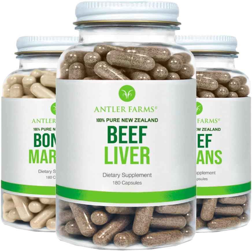 Antler Farms New Zealand Primal Pack - 3 Bottle Bundle | Grass Fed Beef Liver, Beef Organs, Bone & Marrow Supplement Bundle, Cold Processed, Pure and Clean, 3 Bottles