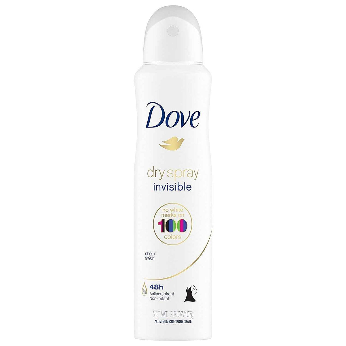 Dove Dry Spray Antiperspirant - Invisible - Sheer Fresh - Net Wt. 3.8 OZ (107 g) Per Can - Pack of 3 Cans