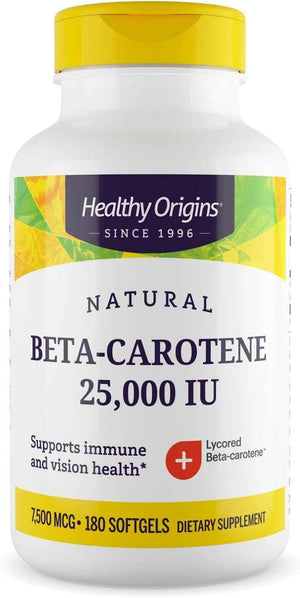 Healthy Origins Beta-Carotene 25,000 IU, Non-GMO, 180 Softgels