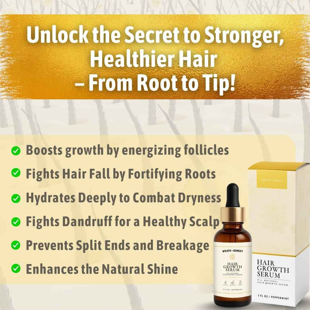 Hair Growth Serum Women & Men — USDA Organic Natural Scalp Serum (30 ml) | Tricho10™ with 10 Botanical Oils for Reduced Shedding, Improved Hair Density & Visible Hair Growth in 90 Days(All Hair Types)