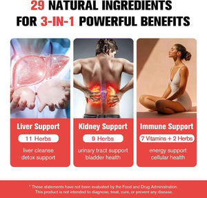 29-in-1 Kidney and Liver Cleanse Detox & Repair Drops, High Absorption Cranberry and Milk Thistle Supplement, Natural Herbal Daily Detox Support for Kidney, Liver, Urinary Tract, Bladder, 60ml