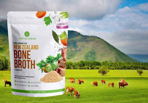 Antler Farms - 100% Grass Fed New Zealand Bone Broth Powder, 40 Servings, 200g - Slow Cooked, Gently Dried, Delicious Flavor, No Hormones, Antibiotics, & GMOs | 100% Pure Beef Bone Broth Powder for Humans, Slow Cooked, Gently Dried, Light Flavor, No Hormo