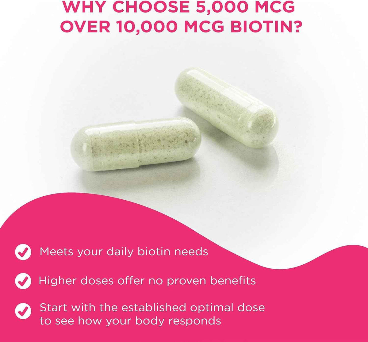 Vital Vitamins Biotin Complex with Collagen & Hyaluronic Acid | 5,000mcg Biotin, MSM & Vitamin C for Hair, Skin & Nails, Non-GMO, For Women & Men, 60 Capsules check