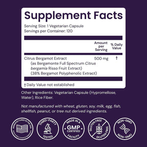 Healthy Origins Citrus Bergamot Bergamonte 500 mg, 120 Veggie Caps