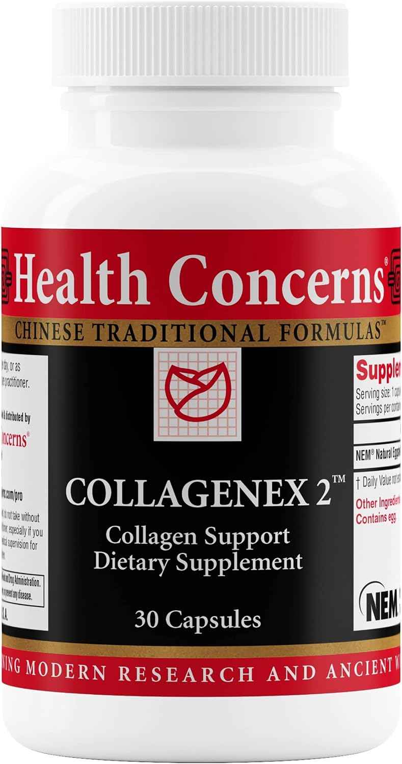 Health Concerns Collagenex 2 – Collagen Supplement for Joint Support & Flexibility – Natural Eggshell Membrane for Men & Women - Connective Tissue Support – Chinese Herbal Supplement - 30 Capsules