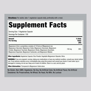 Piping Rock Magnesium 10 in One Complex | 130 Capsules | Supplement for Men and Women | Vegetarian, Non-GMO, Gluten Free Piping Rock buy supplements Au