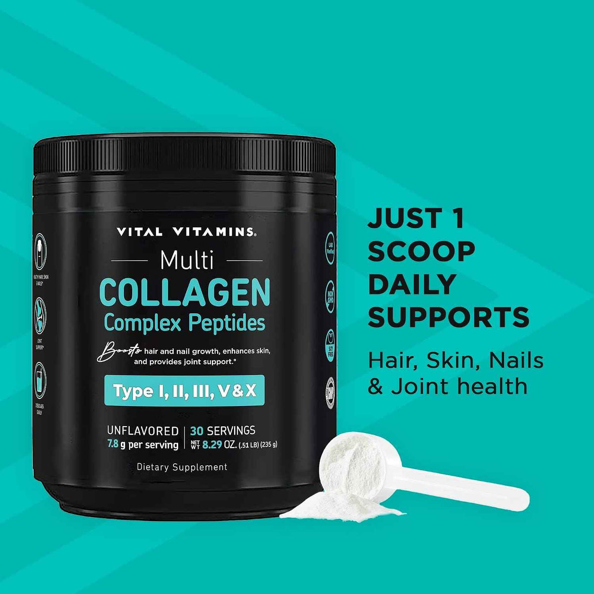 Vital Vitamins Multi Collagen Peptides Powder + Colostrum Capsules with Vitamin C, Zinc