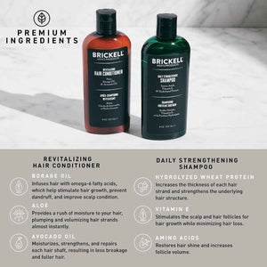 Brickell Men's Daily Revitalizing Hair Care Routine, Shampoo and Conditioner Set For Men, With Pro-Vitamin B5, Aloe, and Tea Tree Oil, Strength and Volume Enhancing Conditioner, Gift Set