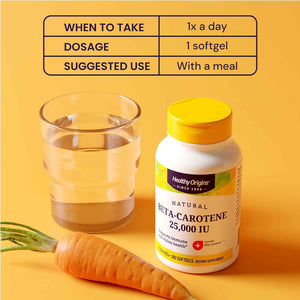 Healthy Origins Beta-Carotene 25,000 IU, Non-GMO, 180 Softgels