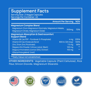 Selerb Magnesium Complex for Women and Men-Glycinate,Malate,Citrate,Oxide Supports Calm, Sleep, Muscle & Energy with D3, B6, Zinc, Slippery Elm & DGL Gentle on Stomach 90 Capsules Selerb buy supplements Au