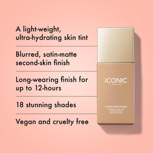 ICONIC LONDON Super Smoother Blurring Skin Tint | Light to Medium Coverage, Hydrating, Ultra-Lightweight Tinted Moisturizer, Cruelty-Free, Vegan Makeup (Cool Light) 30 mL / 1.01 Fl Oz. ICONIC LONDON buy supplements Au