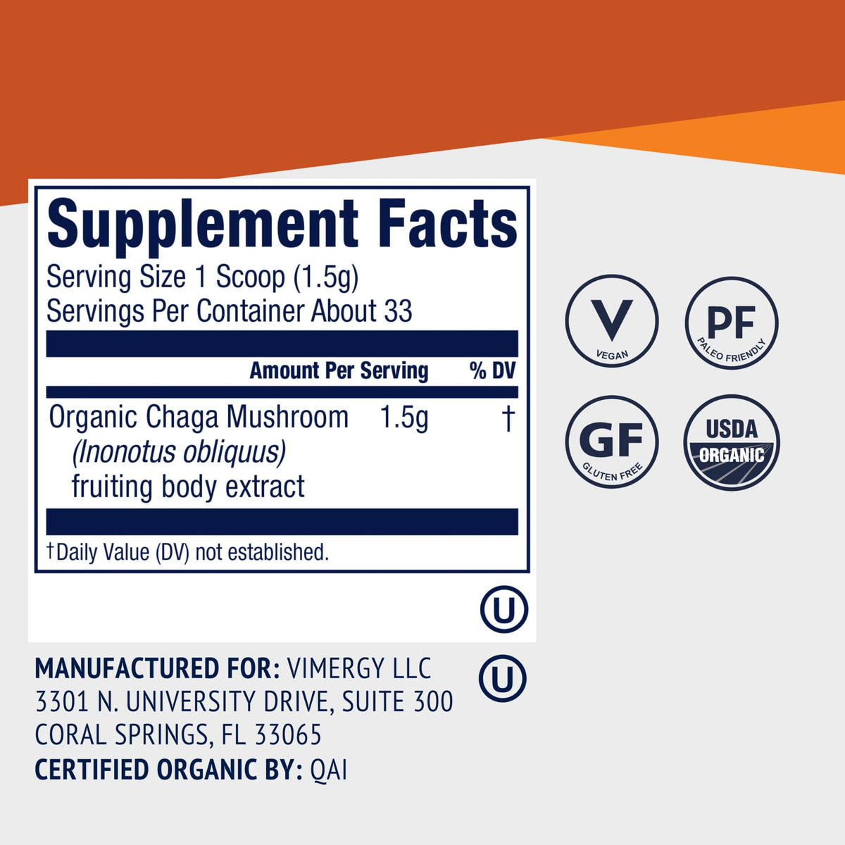 Supplement Product​Vimergy Chaga Capsules – Superfood Cellular Support* – Cardiovascular Health Benefits* – Kosher, Vegan, Gluten-Free – 90 Capsules - Zenith WellnessUSA