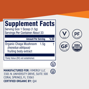 Supplement Product​Vimergy Chaga Capsules – Superfood Cellular Support* – Cardiovascular Health Benefits* – Kosher, Vegan, Gluten-Free – 90 Capsules - Zenith WellnessUSA