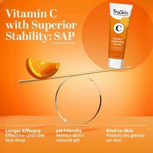 TruSkin Vitamin C Brightening Face Wash with Rosehip Oil, 4 fl oz | Vitamins C & E, Aloe Vera and MSM gently cleanse, refresh and support radiant-looking skin without over-drying