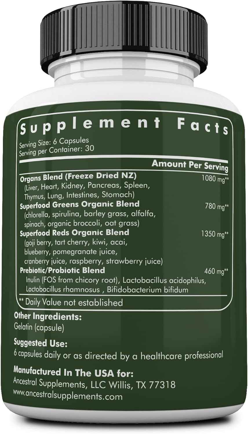 Ancestral Supplements Greens Bundle & Frother Wand – Organic Superfood Greens & Reds Blend with Spirulina, Chlorella, Grass Fed Beef Organs, and Probiotics for Gut Health, Rechargeable Electric Froth