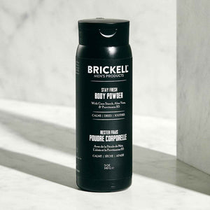 Brickell Men's Products Stay Fresh Body Powder for Men, Talc-Free, Absorbs Sweat, Keeps Skin Dry, with Aloe, Pro-Vitamin B5, and Corn Starch, 5 oz, Scented