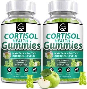 GORNVB Cortisol Gummies, Cortisol Supplement for Women with Magnesium, Ashwagandha, Rhodiola, Phosphatidylserine, L-Theanine, Black Pepper, Vitamin C & B6 - Relaxation, Focus, Sleep Support - 2 Pack