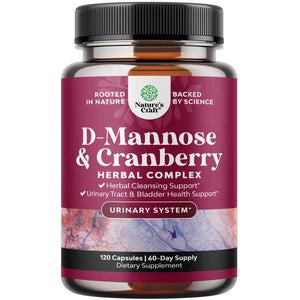 D Mannose with Cranberry Supplement - Potent D Mannose 1000mg Capsules for Kidney Defense Support & Cleanse and Urinary Tract Health for Women & Men - Bladder Health Supplement for Adults - 60 Count