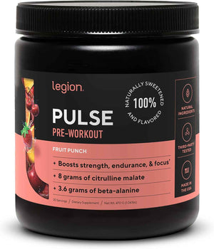 LEGION Pulse Pre Workout Supplement (Fruit Punch) Whey Protein Powder Chocolate - Whey+ Isolate Protein Powder