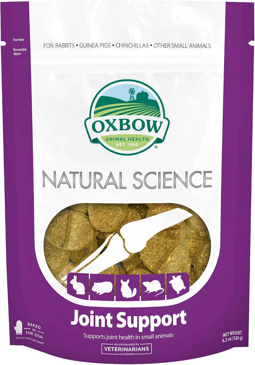 Oxbow Natural Science Joint Supplement for Rabbits & Guinea Pigs, 4.2 oz | Healthy Cat Treats, Natural Feline Snacks, Protein Rich, Crunchy Biscuits, Indoor Cats, Kitten Rewards, Made in USA