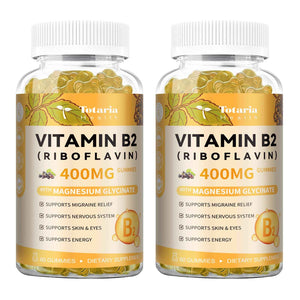 Totaria Vitamin B2 Gummies, Sugar Free Riboflavin 400mg Supplement for Adults & Kids with Magnesium Glycinate 400mg, COQ10 & Elderberry, Skin & Nervous System Support, Non-GMO, 60 Gummies