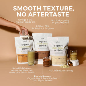 plenti Organic Plant-Based Protein Powder: Vanilla - 20g Pea Protein + Probiotics, Digestive Enzymes & Omega 3-6, Gut Friendly, Sugar Free, 27 Servings (2 lbs) plentiBuy Supplements Australia