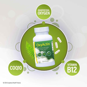 OxyActin Oxygen Supplement, 60 Vegetable Capsules | Immune Health & Cellular Energy, High Altitude & Endurance Support with 50mgs of CoQ10, Vitamin B12, & Aloe Vera Juice Powder