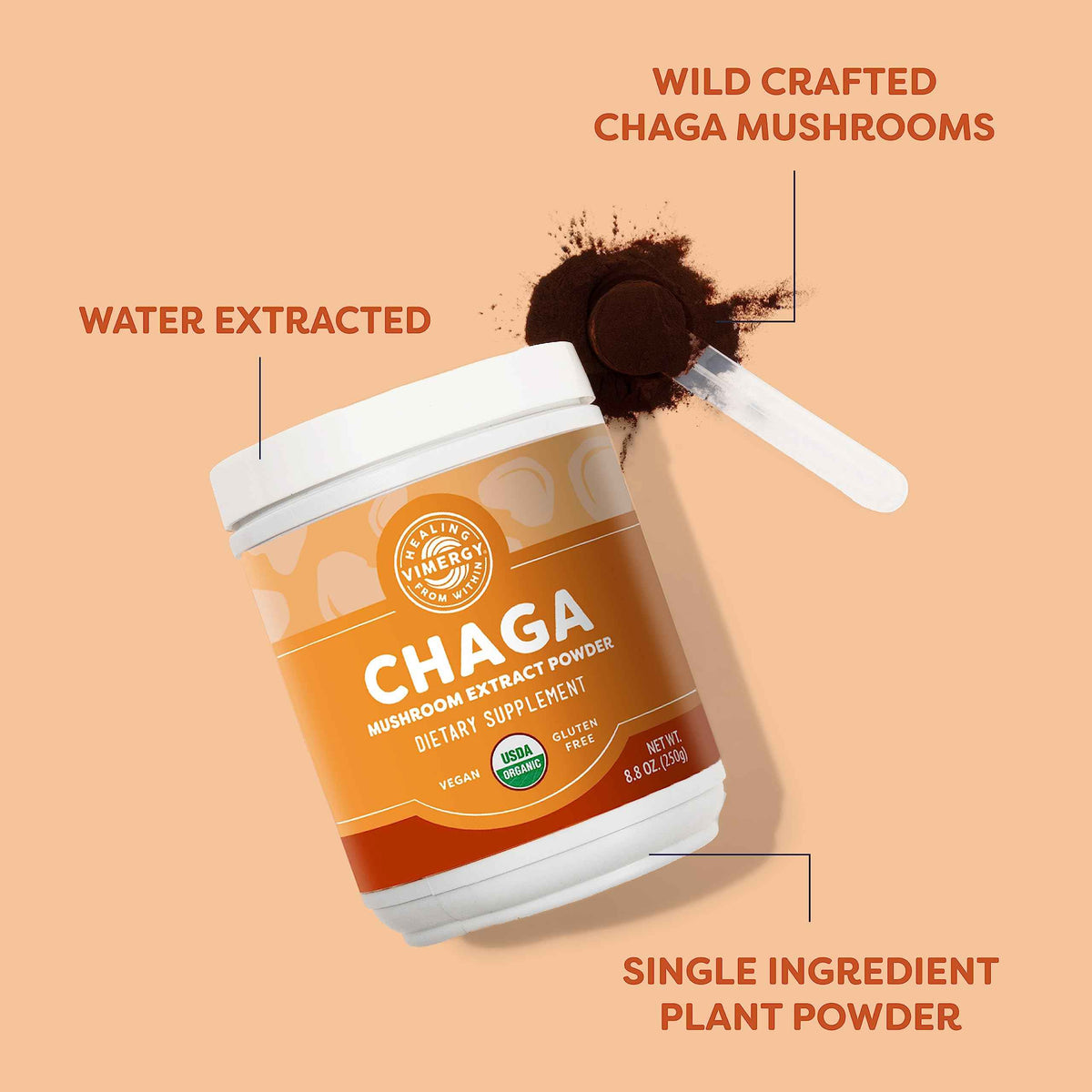 Vimergy Chaga Capsules – Superfood Cellular Support* – Cardiovascular Health Benefits* – Kosher, Vegan, Gluten-Free – 90 Capsules