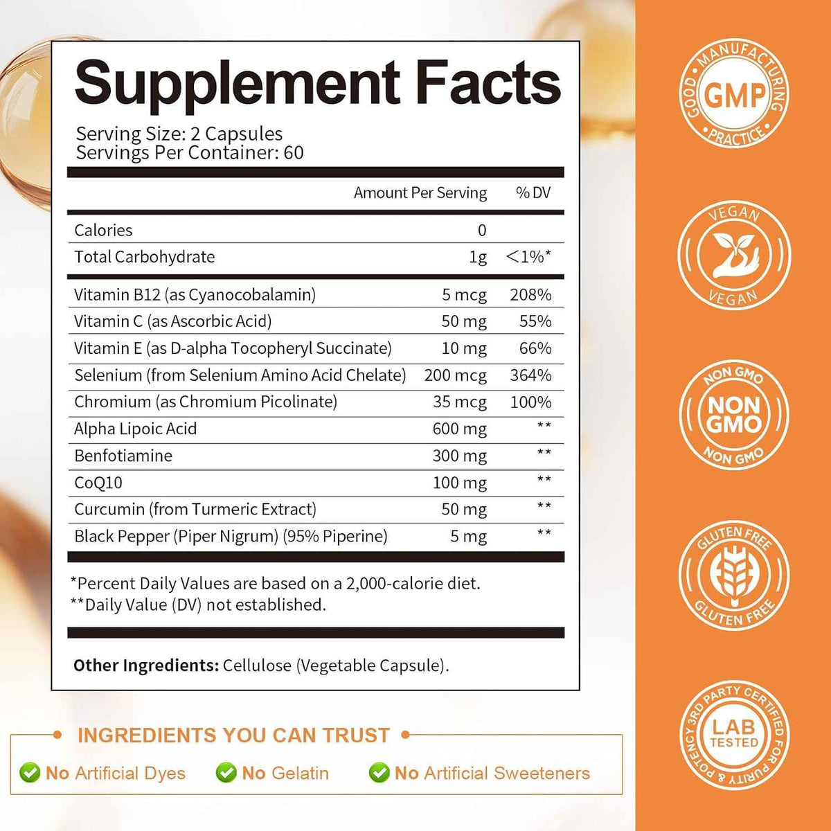Alpha Lipoic Acid 600mg with Benfotiamine 300mg - ALA Supplement for Antioxidant, Nerve Health, Energy & Metabolism Support, Cell Energy, Neuropathy Supplement, Anti-Aging, Non-GMO, Gluten Free, Vegan