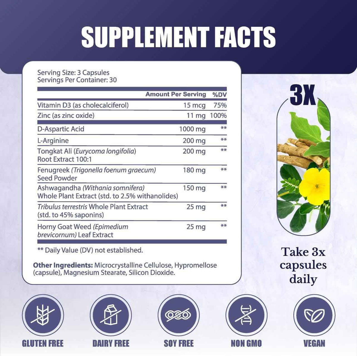 T-Forge | Supplements for Men | Male Energy Support | Tongkat Ali, Folic Acid, L-Arginine, Tribulus Terrestris, Ashwagandha, Fenugreek. 30 Days Supply. 90 Capsules