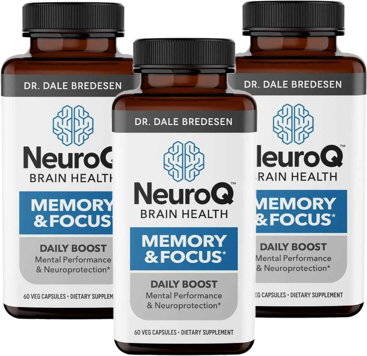 NeuroQ Memory & Focus | Formulated by Neurologist Dr. Dale Bredesen | Addresses All 4 Causes of Cognitive Decline | Ginkgo Biloba, Phosphatidylserine, Gotu Kola, Coffee Fruit, Turmeric & Propolis