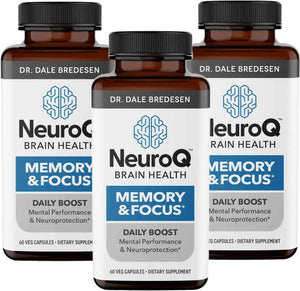 NeuroQ Memory & Focus | Formulated by Neurologist Dr. Dale Bredesen | Addresses All 4 Causes of Cognitive Decline | Ginkgo Biloba, Phosphatidylserine, Gotu Kola, Coffee Fruit, Turmeric & Propolis